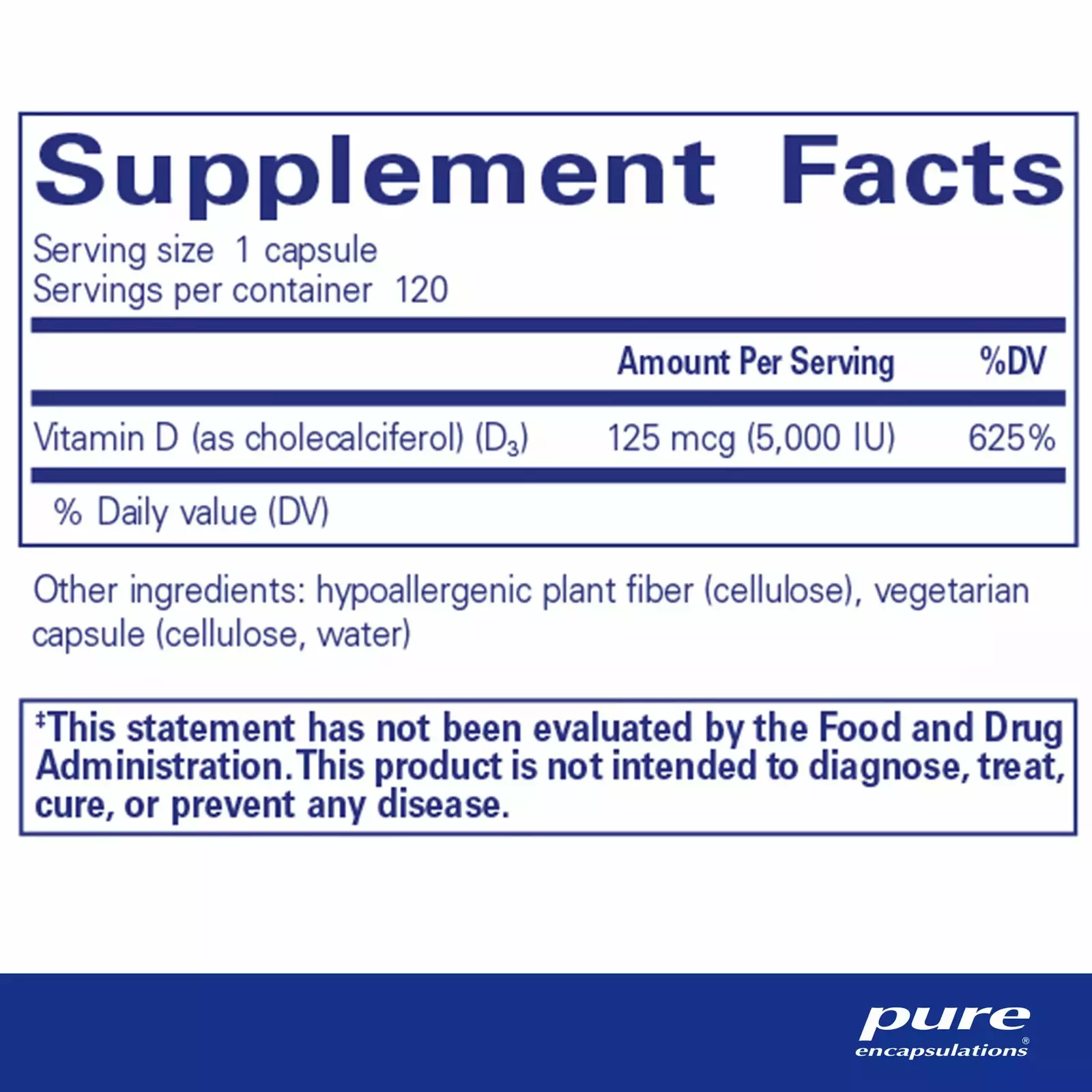 Vitamin D3 125mcg (5,000 IU) #120